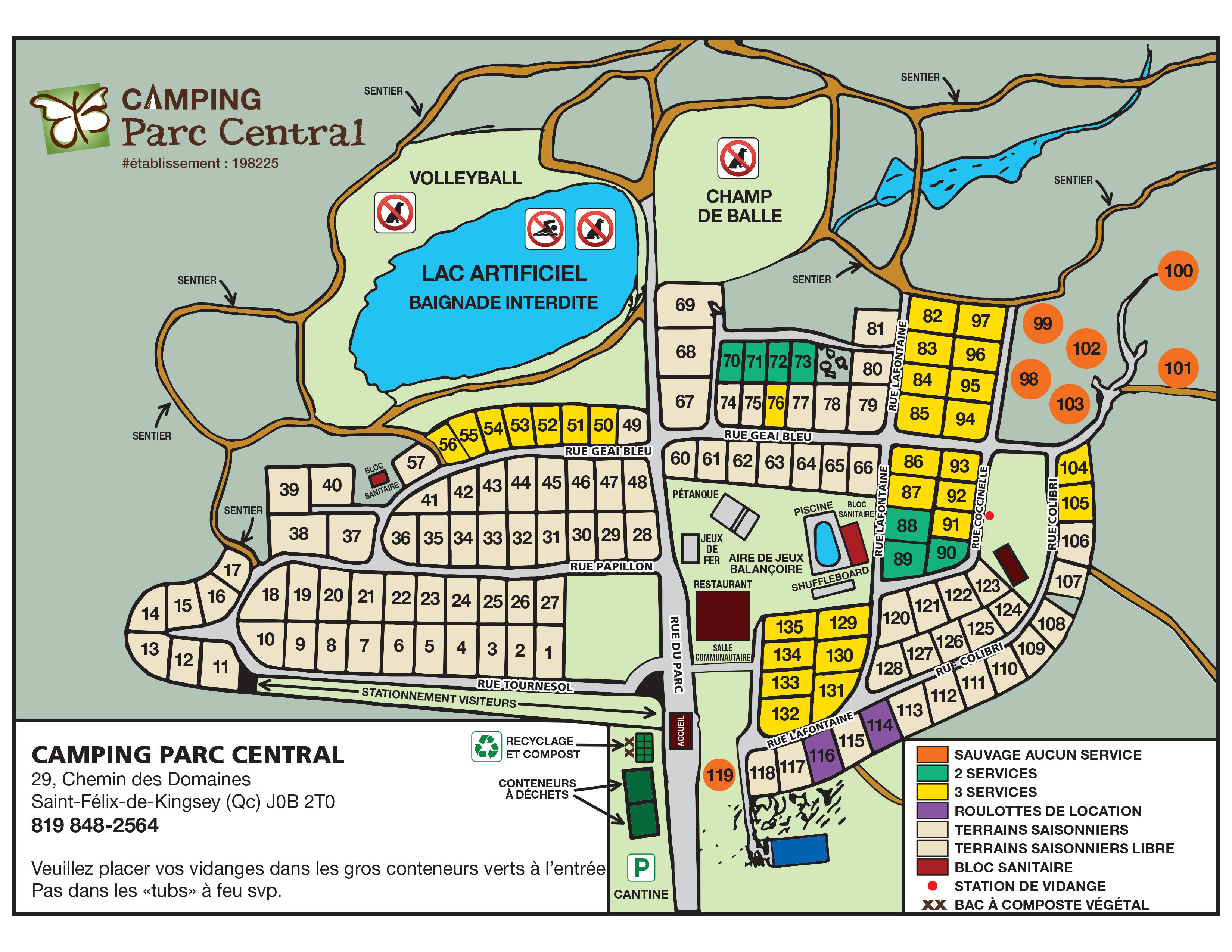 carte camping parc central